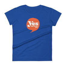 Load image into Gallery viewer, Yes We Kam! Women&#39;s Tee by Teresa Villegas (royal blue, white)