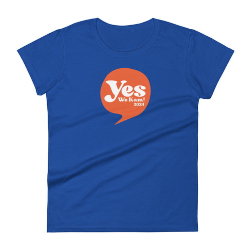 Yes We Kam! Women's Tee by Teresa Villegas (royal blue, white)