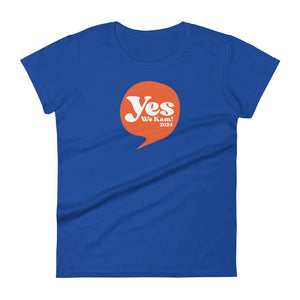 Yes We Kam! Women's Tee by Teresa Villegas (royal blue, white)