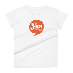 Yes We Kam! Women's Tee by Teresa Villegas (royal blue, white)