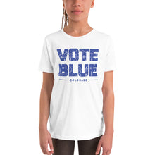 Load image into Gallery viewer, Vote Blue Colorado Youth T-Shirt by Emily Mulvey