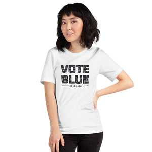 Vote Blue Colorado T-Shirt by Emily Mulvey - Black Text