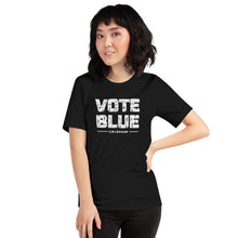Load image into Gallery viewer, Vote Blue Colorado T-Shirt by Emily Mulvey - White Text