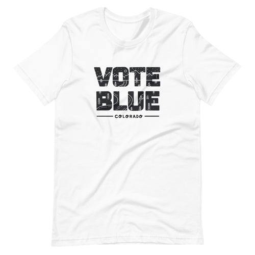 Vote Blue Colorado T-Shirt by Emily Mulvey - Black Text